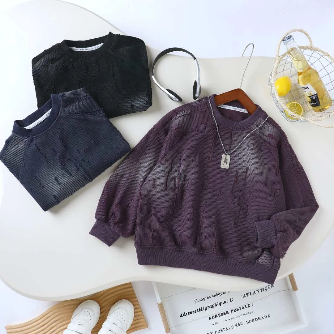 2025新款秋装男童儿童卫衣春秋款上衣中大童秋季扎染打底衫时尚