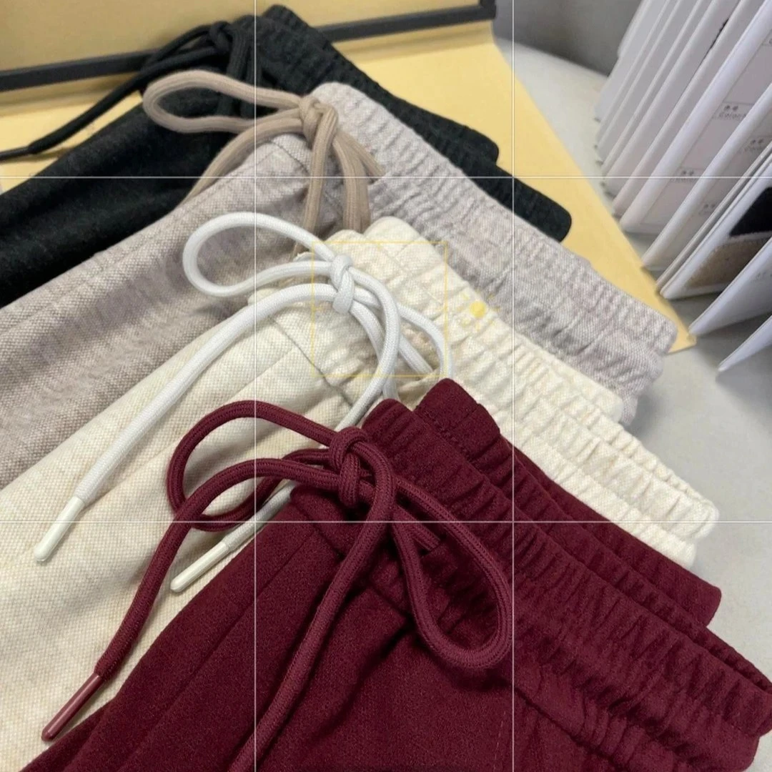 2025秋冬新款羚羊绒高腰显瘦抽绳松紧腰宽松休闲窄版直筒裤阔腿裤