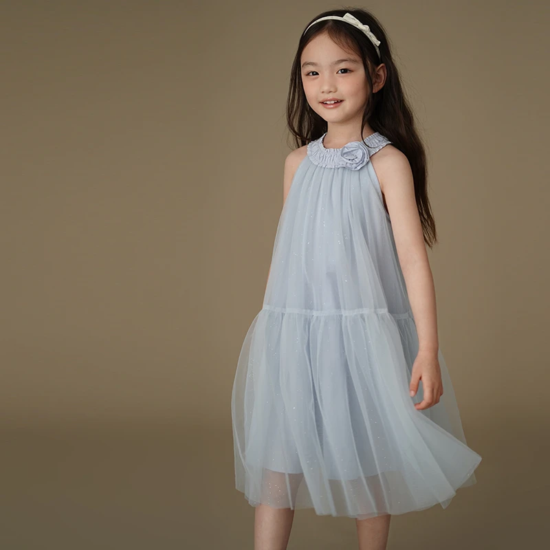 哈齿童装女童公主裙礼服夏季背心裙儿童仙气纱裙中大童无袖连衣裙