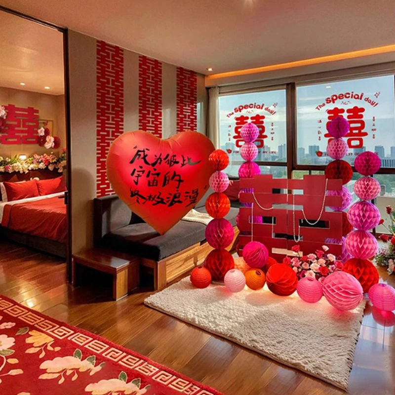 酒店婚房布置套装女方接亲新婚房间娘家客厅装饰结婚全屋用品大全