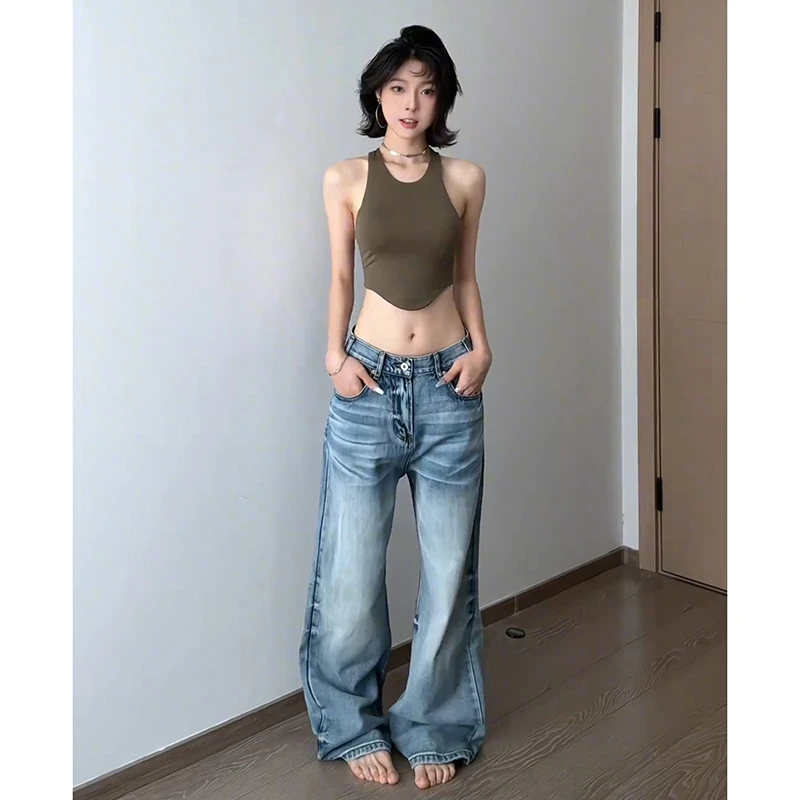 DRKK 88牛王 做旧A字版型水洗蓝牛仔裤美式潮牌猫须cleanfit长裤