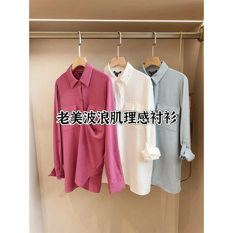 浅春系 老美单  宽松工装口袋可挽长袖衬衫