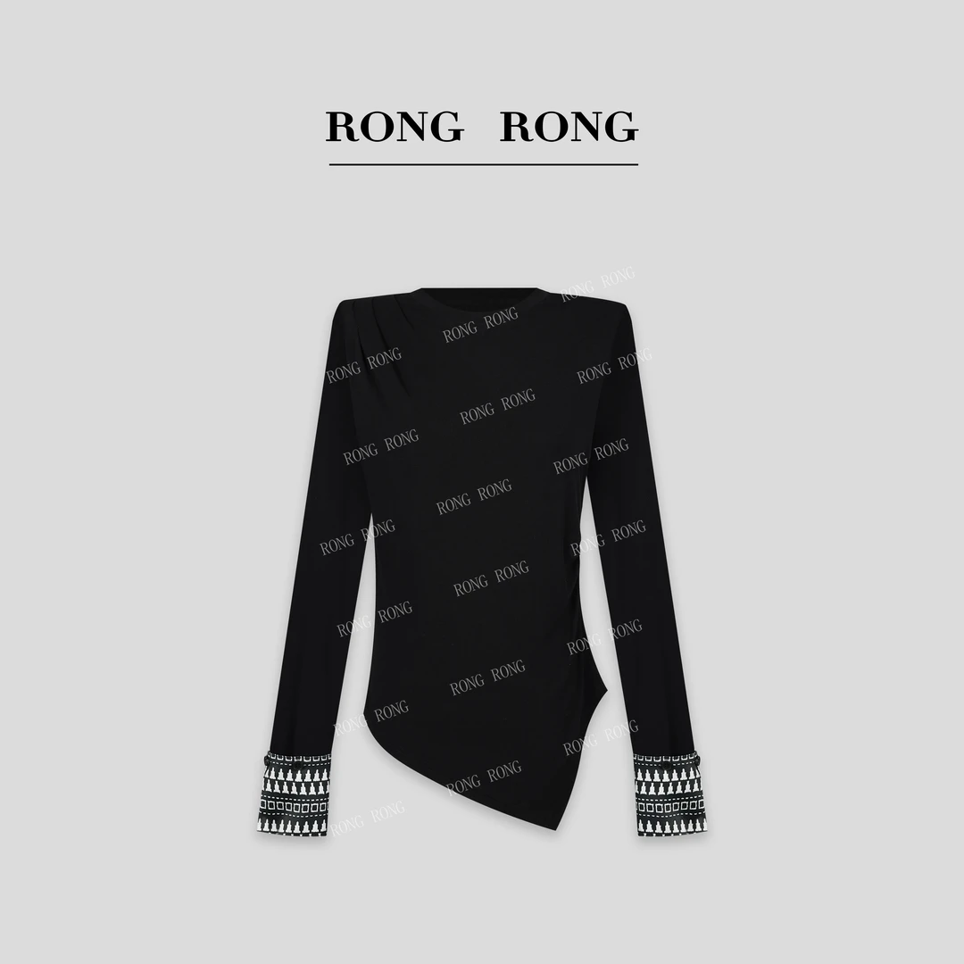 溶溶T【艺术碰撞】RONGRONG莱赛尔莫代尔几何图案打底衫ZGC6J1139