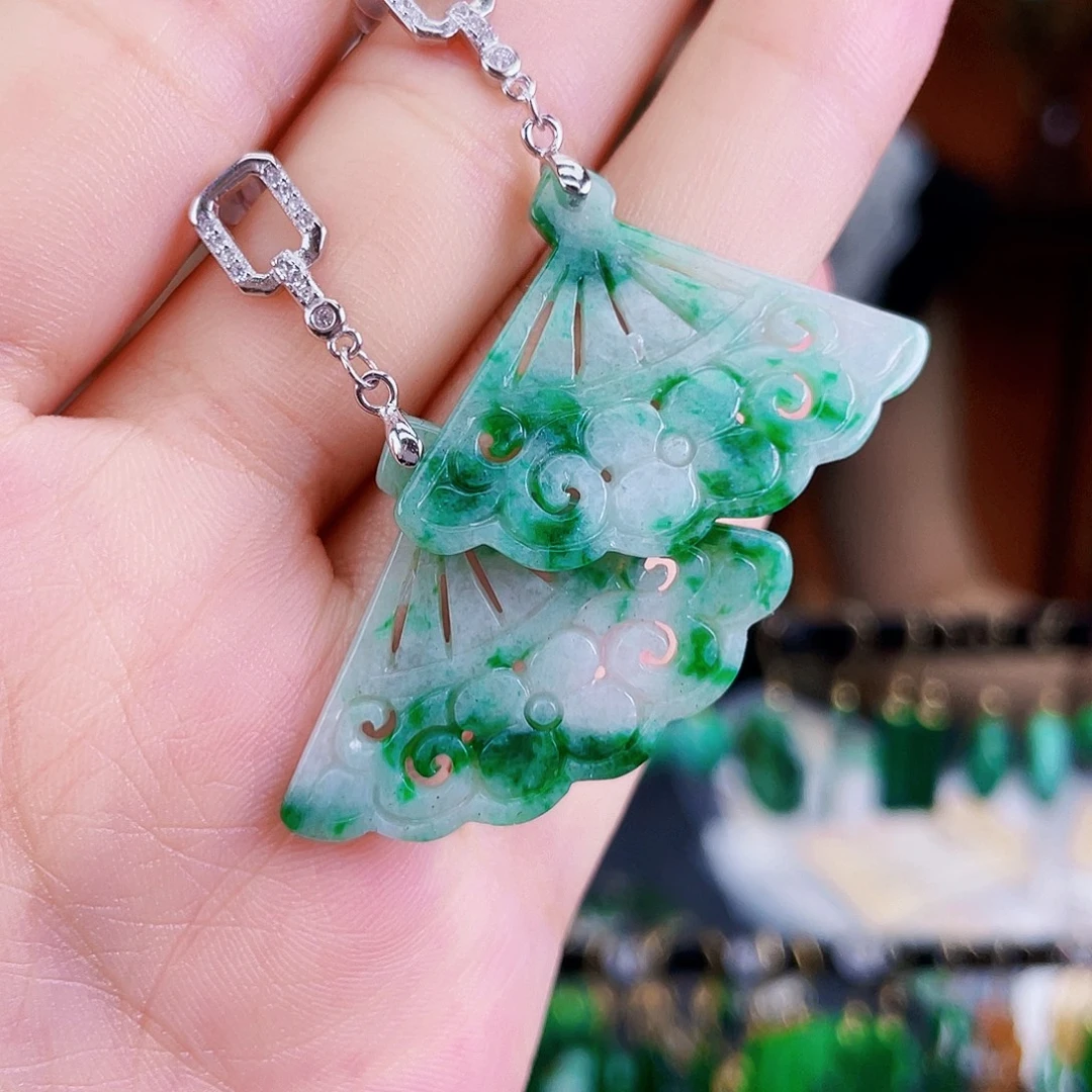 翡翠银S925镶嵌耳饰