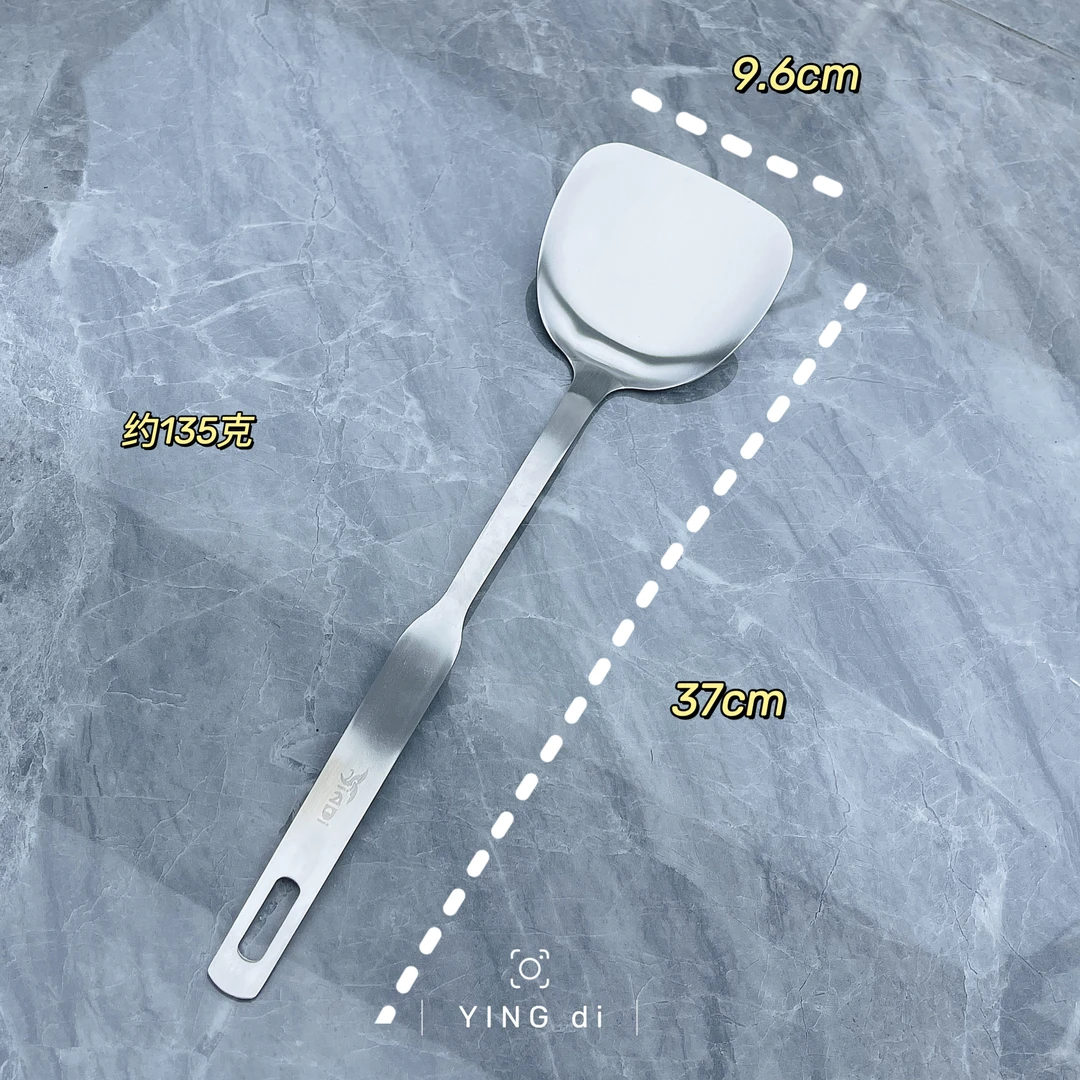 不锈钢亮光加厚锅铲精工抛光长柄炒菜铲防烫一体成型煎勺