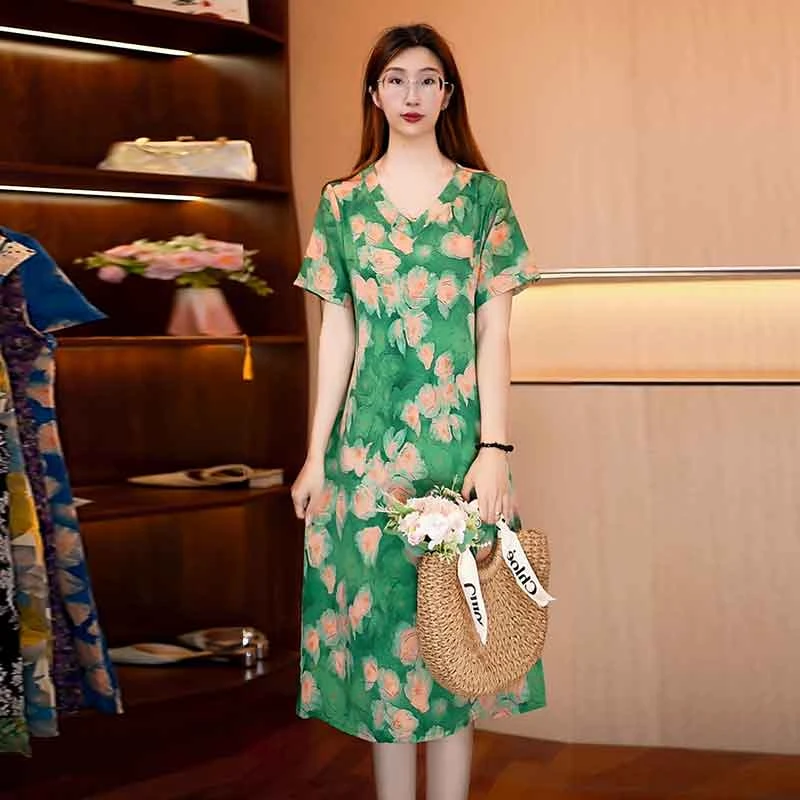 【荷塘月色】新款显白遮肉连衣裙T