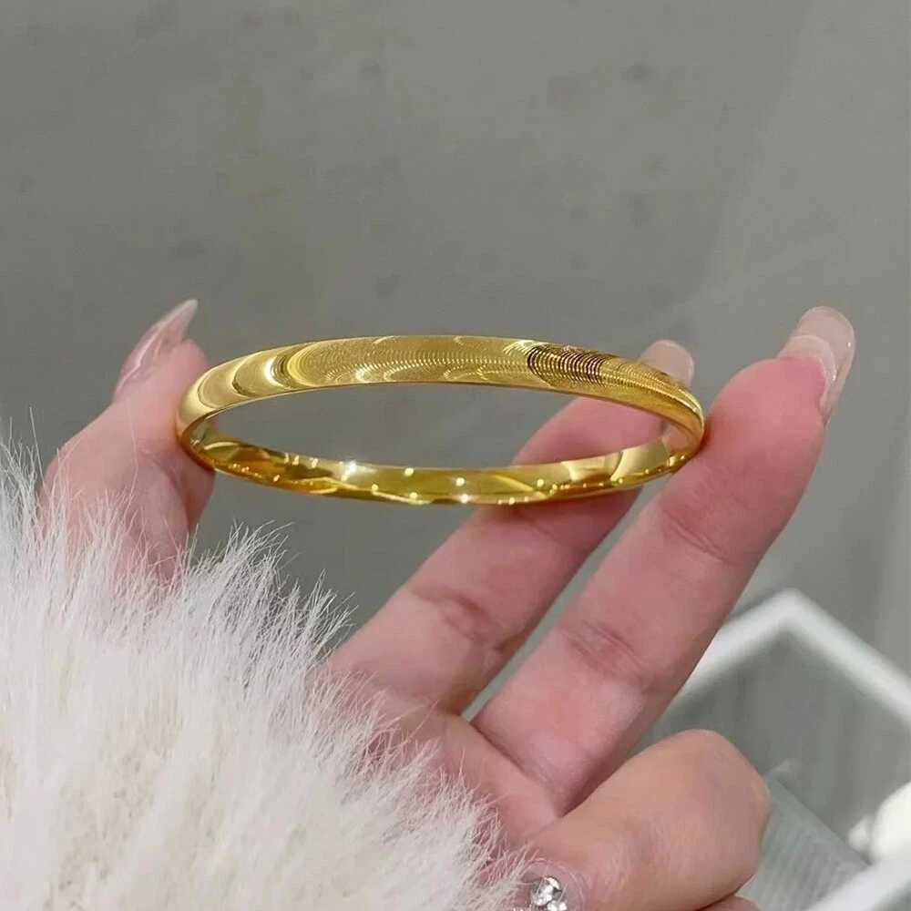 铜合金手镯 新款超闪猫眼手镯女亮面拉丝素圈闭口镯子手环首饰