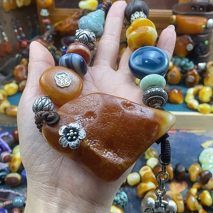 时***光蜜蜡未镶嵌项链项链
