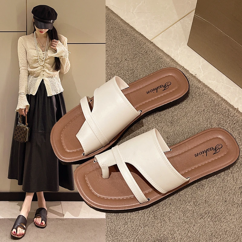 2025新款休闲拖鞋复古日常百搭韩版套趾半拖PVC女生外穿