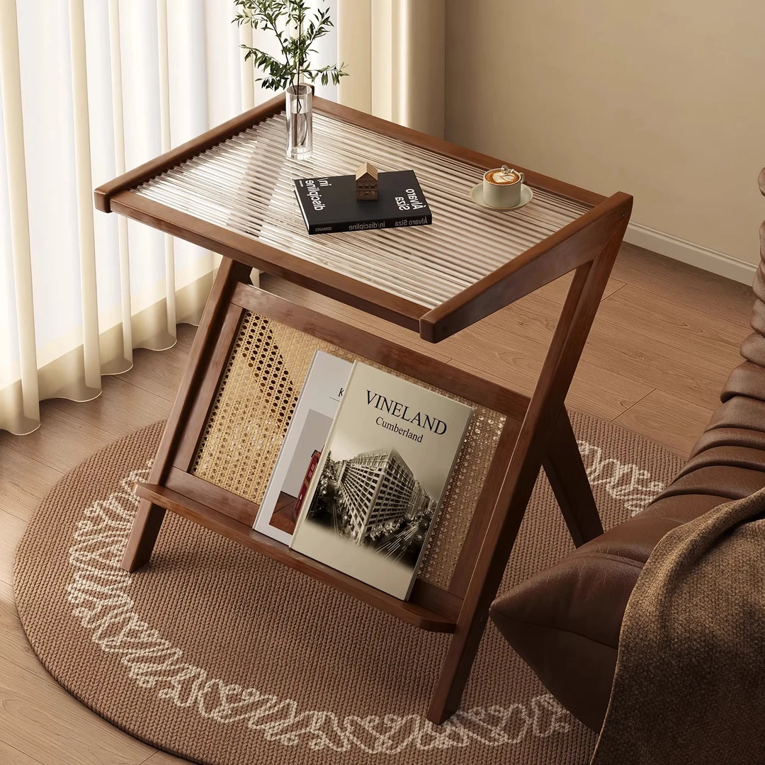 边几小茶几床头桌子沙发边柜长虹玻璃小户型圆方茶桌日式角几迷你