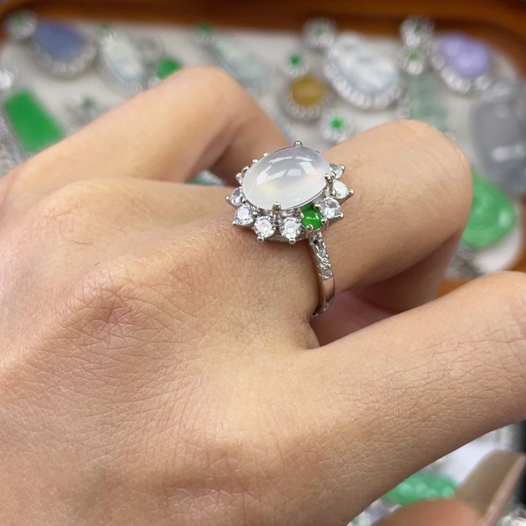 银S925镶嵌戒指翡翠戒指