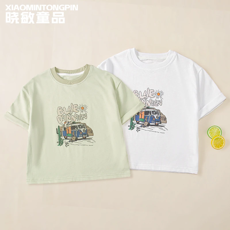 汽车印花翻袖T恤3C4134