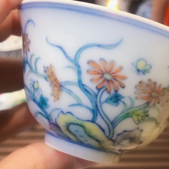摆件陶菊花杯菊花杯鸡公杯