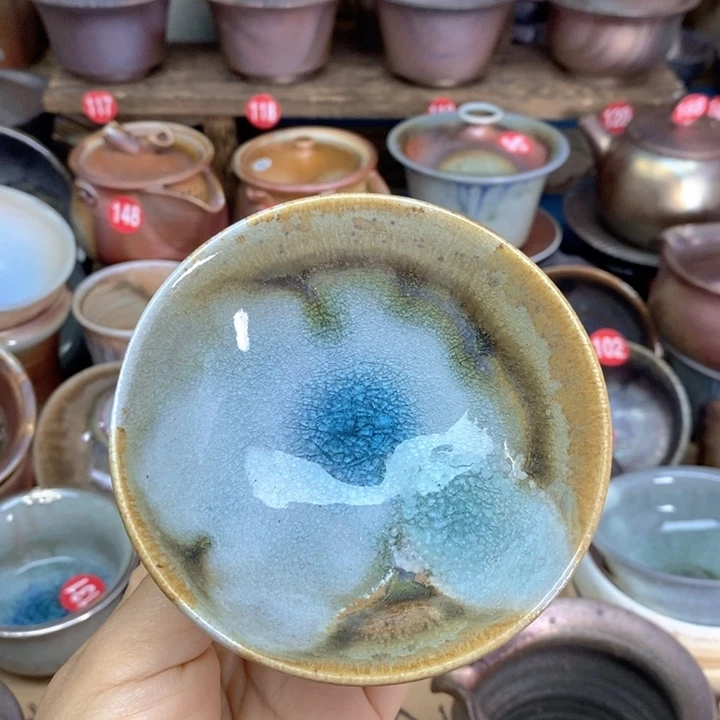 杯子精品柴烧裸烧手工茶器窑宝