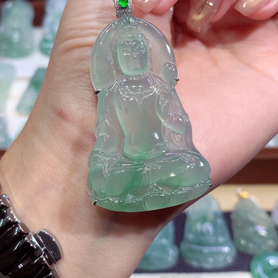 吊坠(不含链)18K金镶嵌翡翠