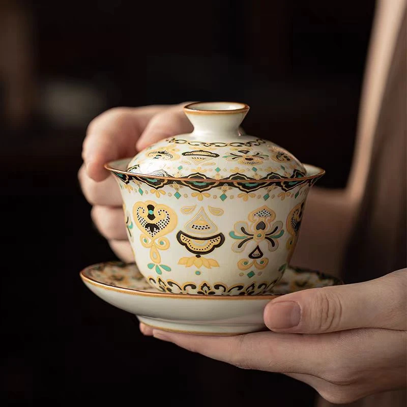 敦煌中式三才悬停盖碗