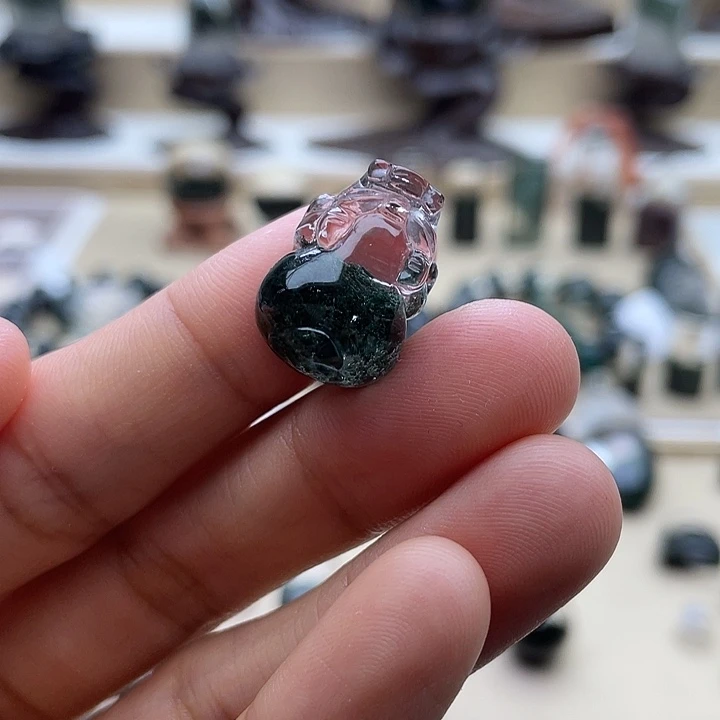 水晶手链未镶嵌绿幽灵聚宝盆貔貅定制