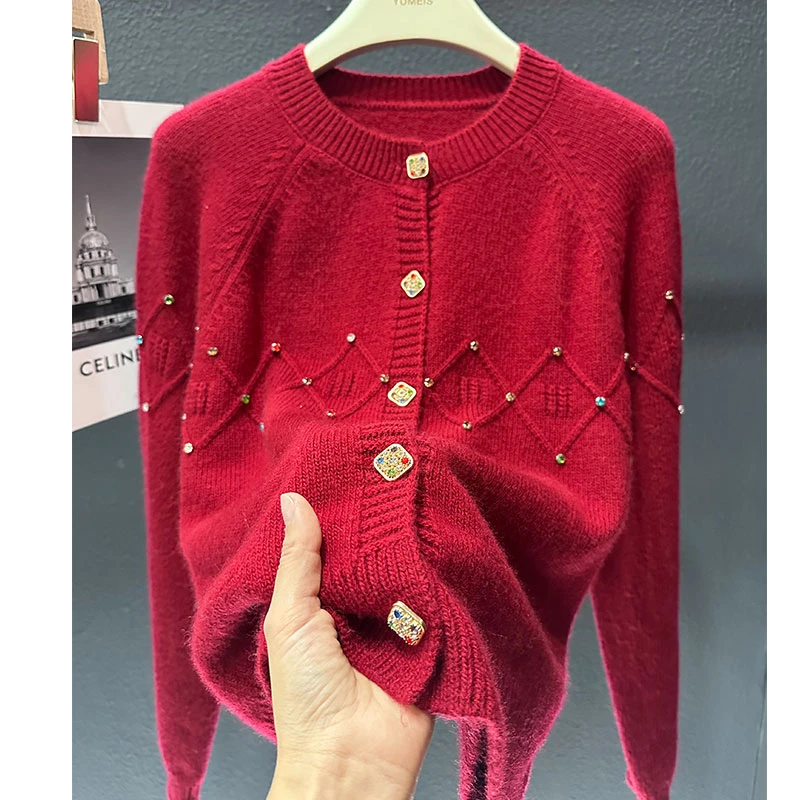 【糖果】慵懒风气质时尚圆领毛衣外套