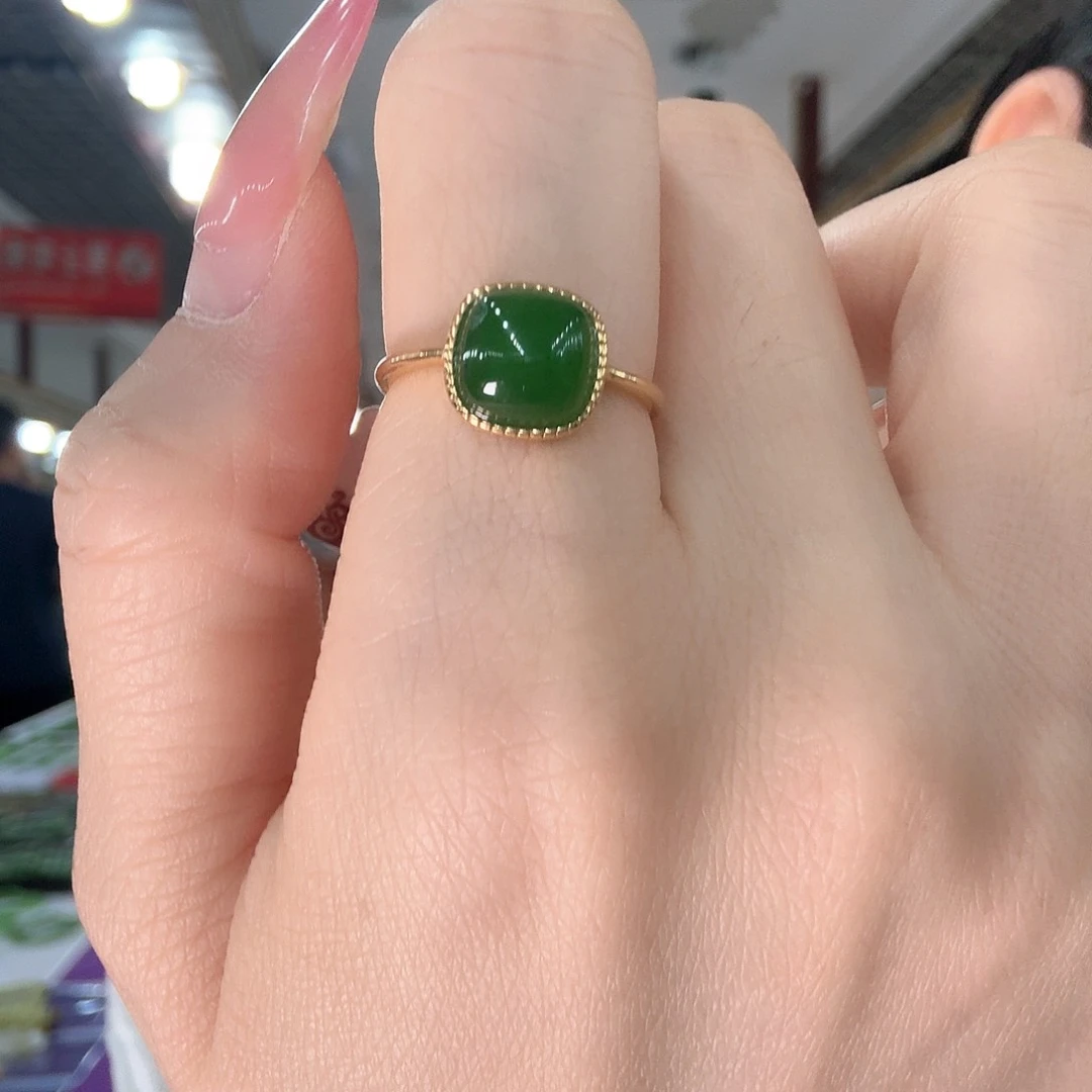 和田玉戒指银S925镶嵌