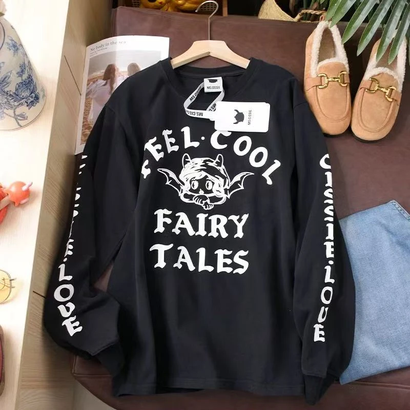 喜家浮力「茜茜字母长袖」牛牛纸袋T恤0162