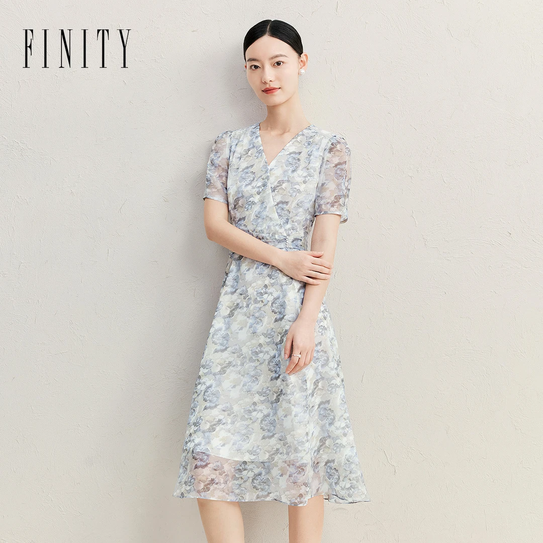 FINITY 新款连衣裙蕾丝碎花显瘦气质时尚法式收腰修身 F21Y4B15L3
