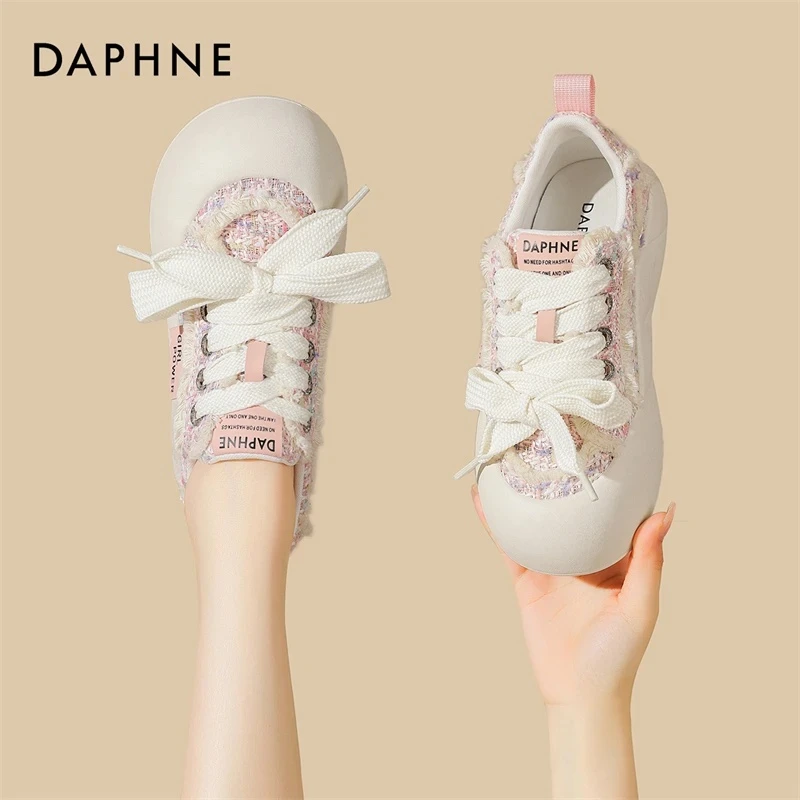 达芙妮甜美小香风休闲鞋女厚底面包鞋2024冬季款阔腿裤专用板鞋x