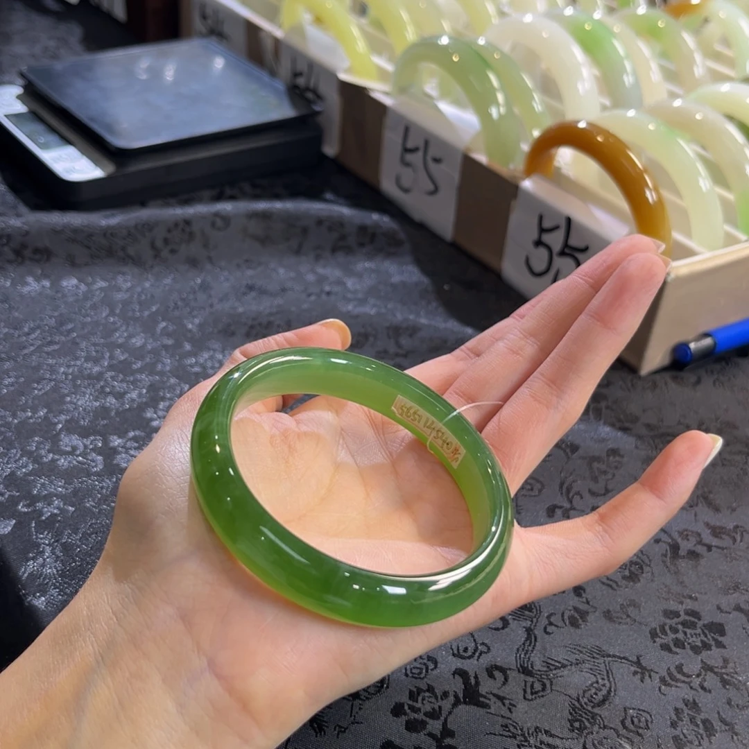 和田玉未镶嵌手镯冰底碧玉猫眼