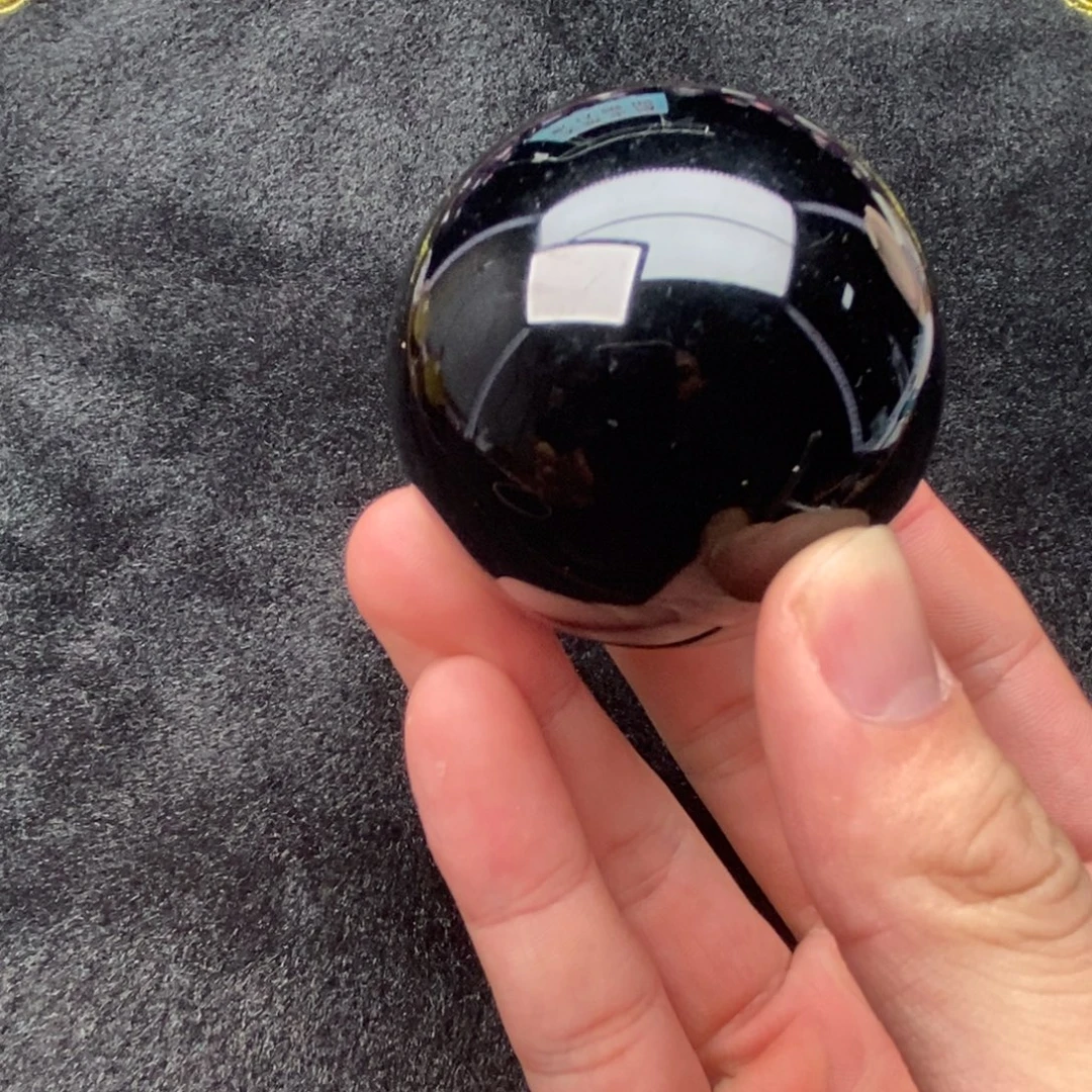 未镶嵌黑曜岩珠宝奇石天然黑曜石球5.4cm