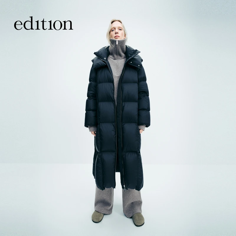 E+轻生活系列edition冬季款长款鹅绒泡芙羽绒服#EBD4EIN014
