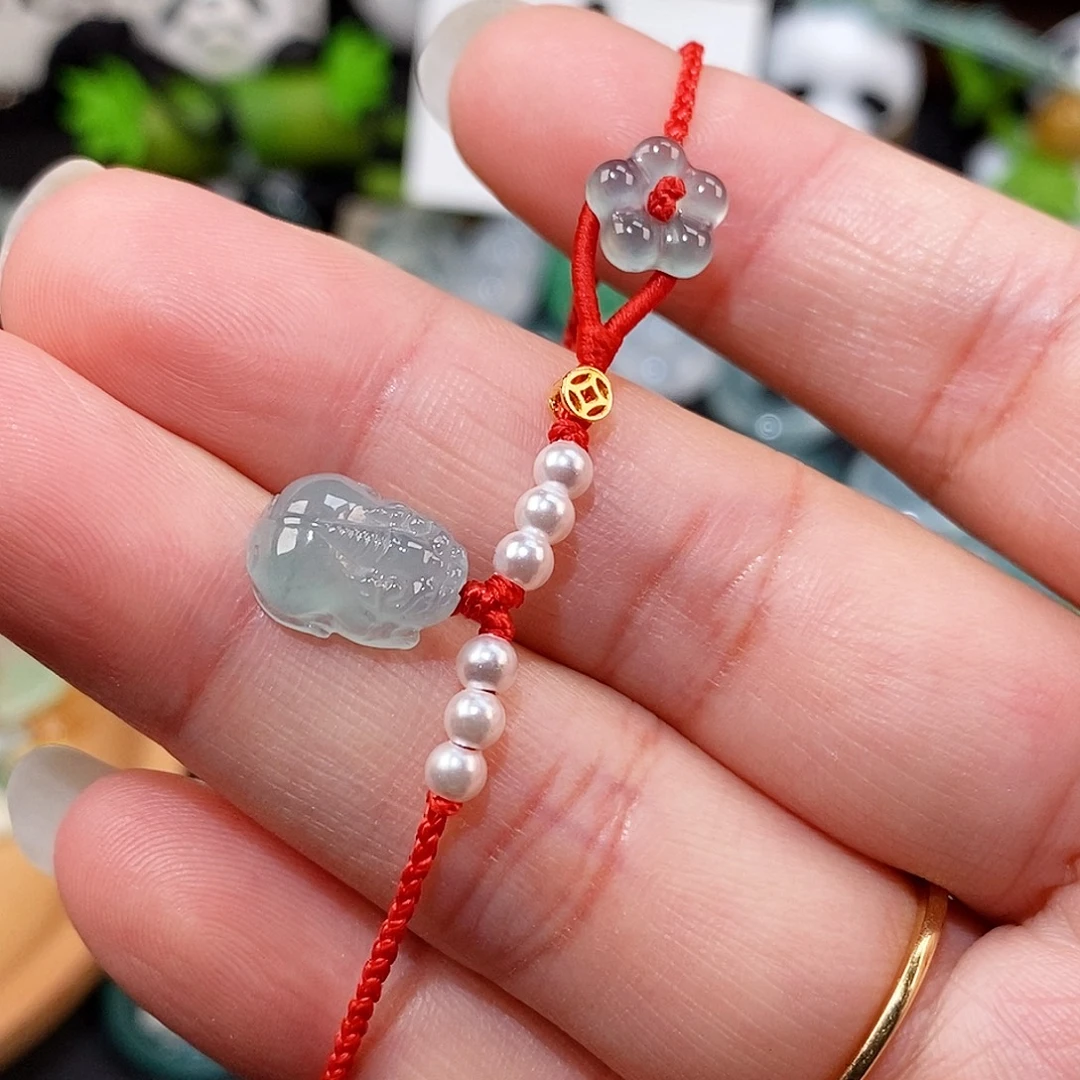 翡翠未镶嵌颈饰貔貅➕小花手绳15