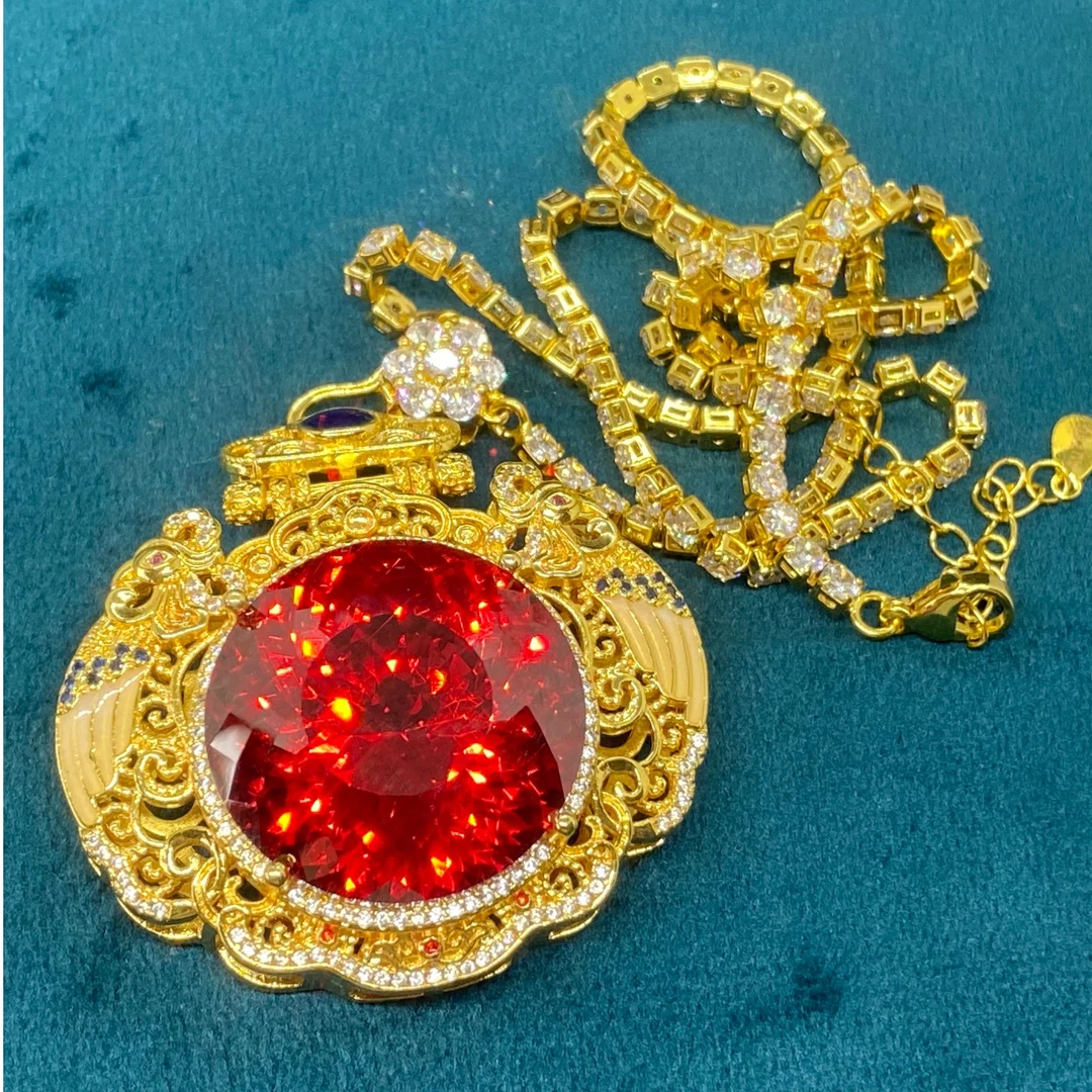 【南非库里南】NFKLN 高端奢华定制 豪华火焰红福锁吊坠 566