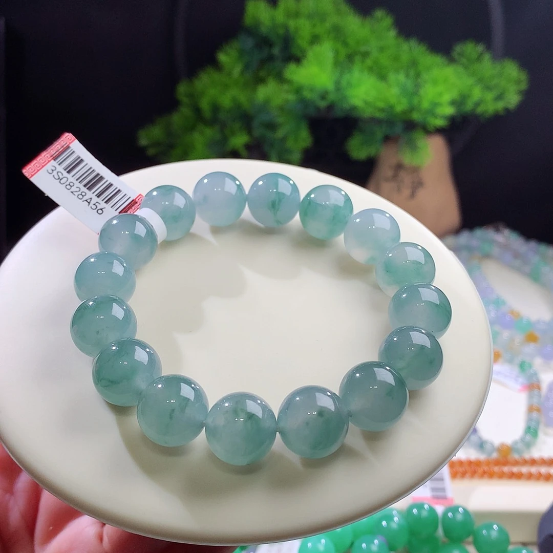 未镶嵌手串翡翠强推！正冰胶 晴底飘花 卡13mm
