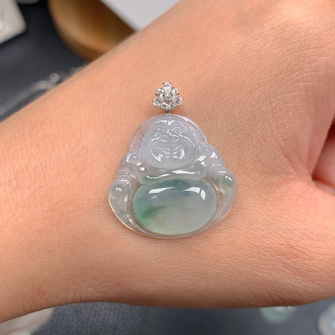 吊坠(不含链)18K金镶嵌翡翠