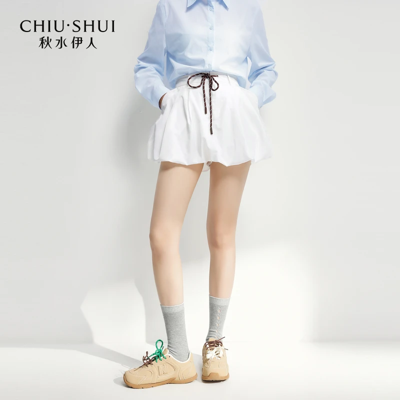 秋水伊人仿记忆面料半身裙 2025春新款女休闲短裙625101C090358