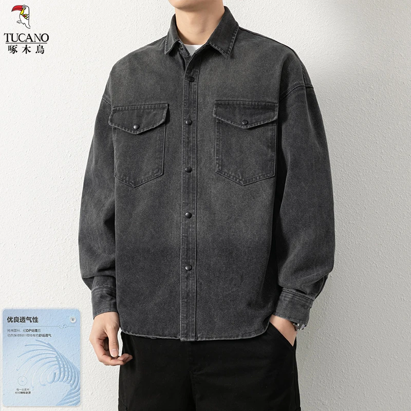 啄木鸟2025春季新款牛仔渐变百搭亲肤柔软大气时尚潮流日常外套