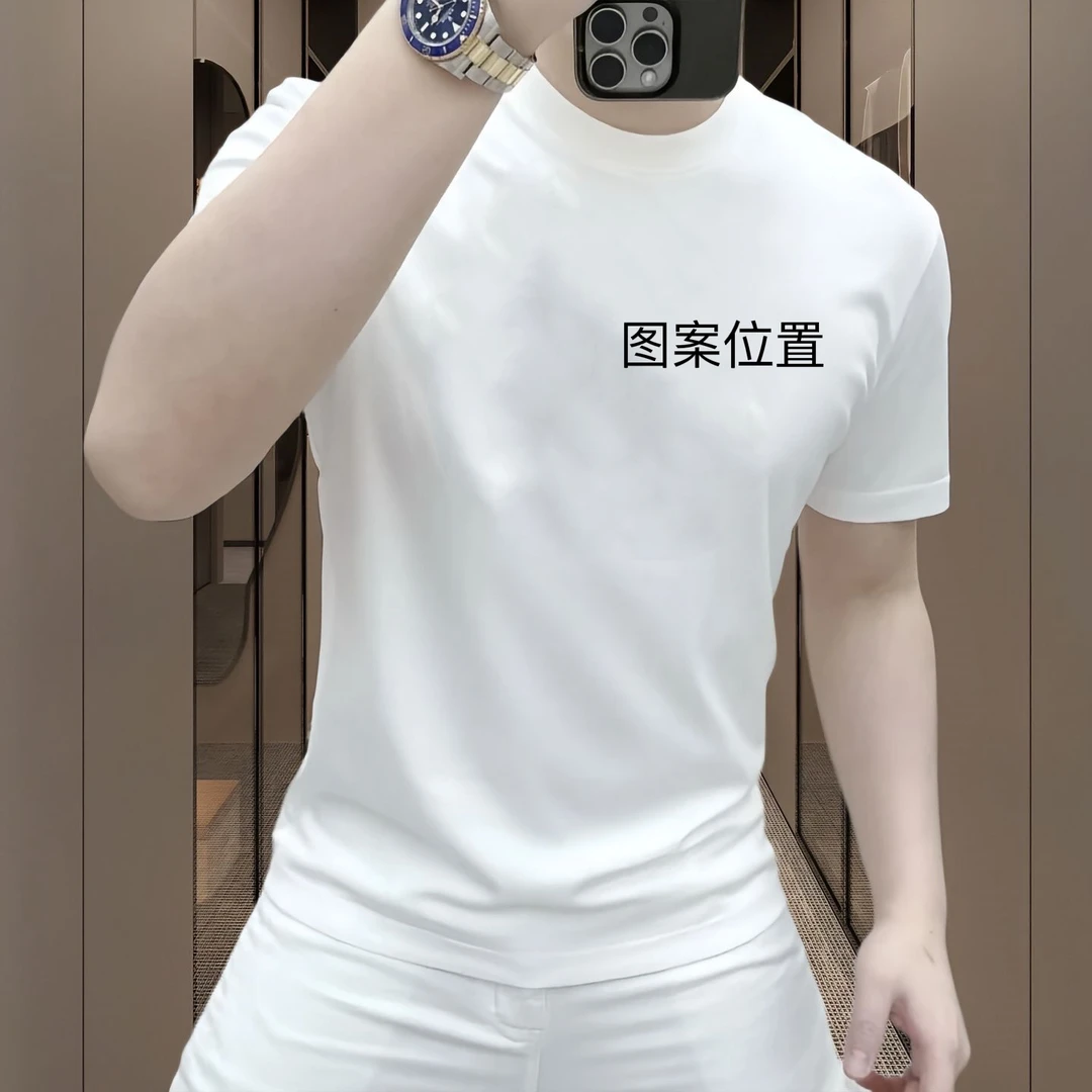 PU新款男士修身百搭短袖美式痞帅纯棉圆领T恤潮流时尚上衣
