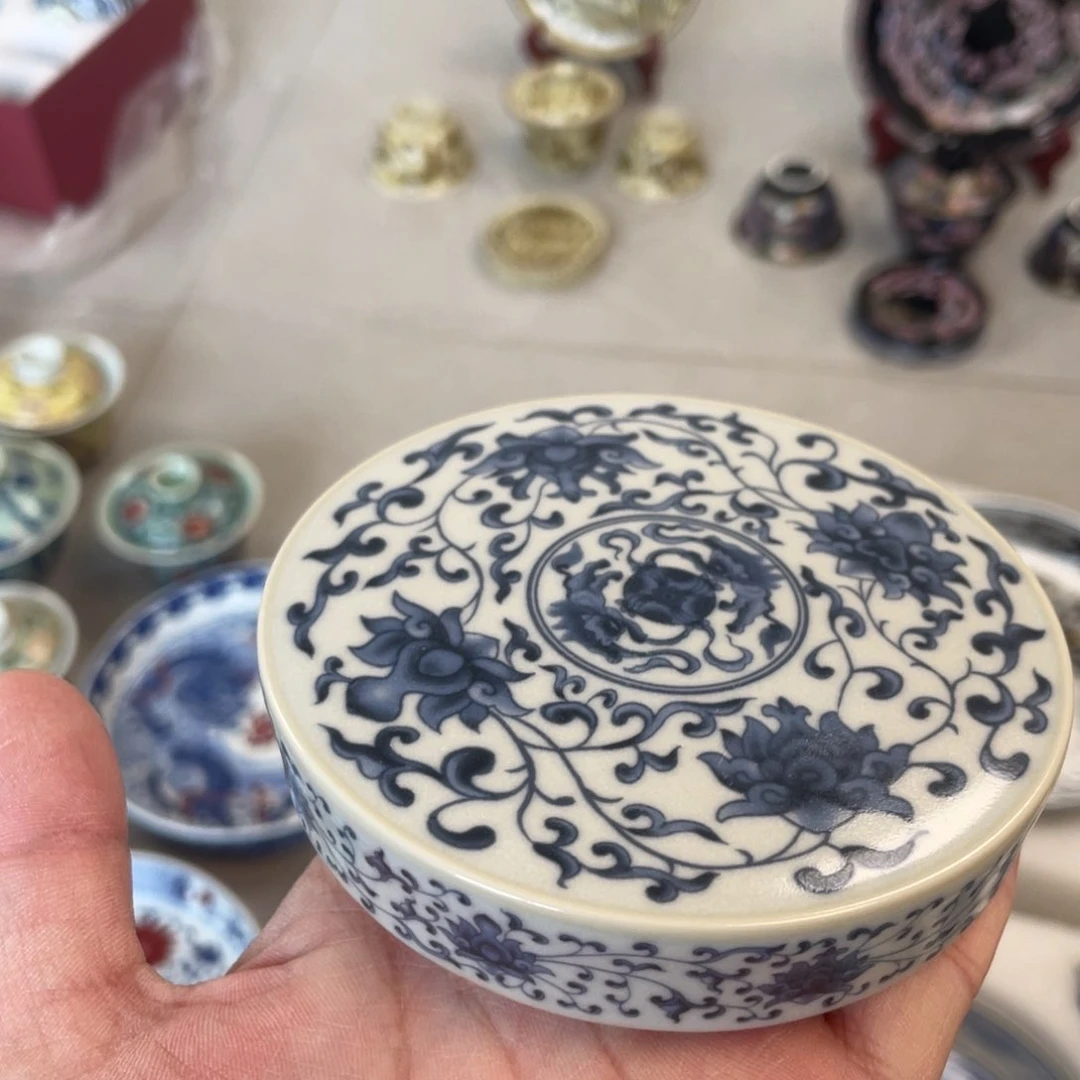 瓷片景德镇青花缠枝莲盖置