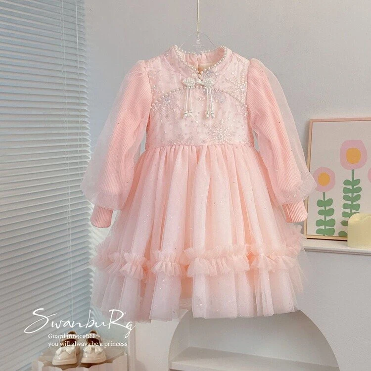 女童秋冬公主春秋裙子新款2023蓬蓬裙儿童洋气蓬蓬宝宝连衣裙