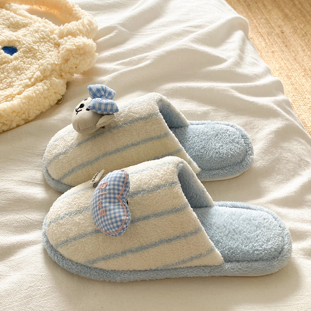 2025新款可爱小狗毛绒绒棉拖鞋女冬季室内家居保暖防滑防臭棉拖鞋
