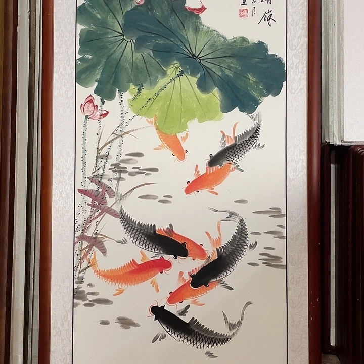 用***9国画带框尺寸63*123厘米