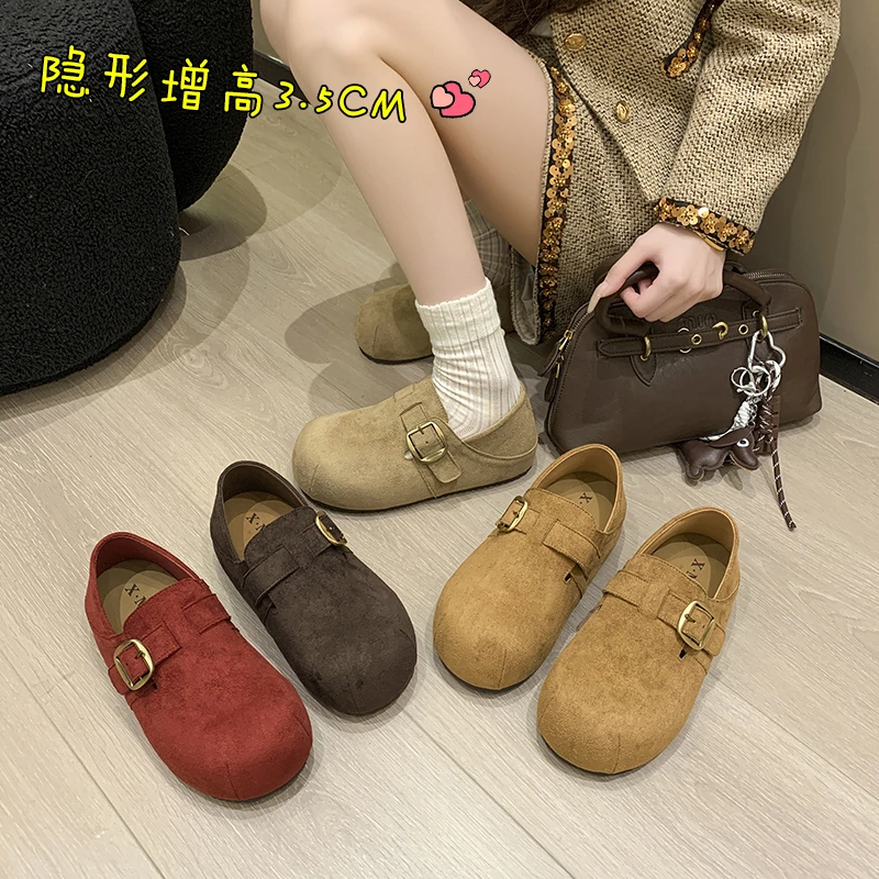 软皮小众勃肯鞋包头半拖鞋女鞋子外穿2025年秋季百搭博肯时尚单鞋