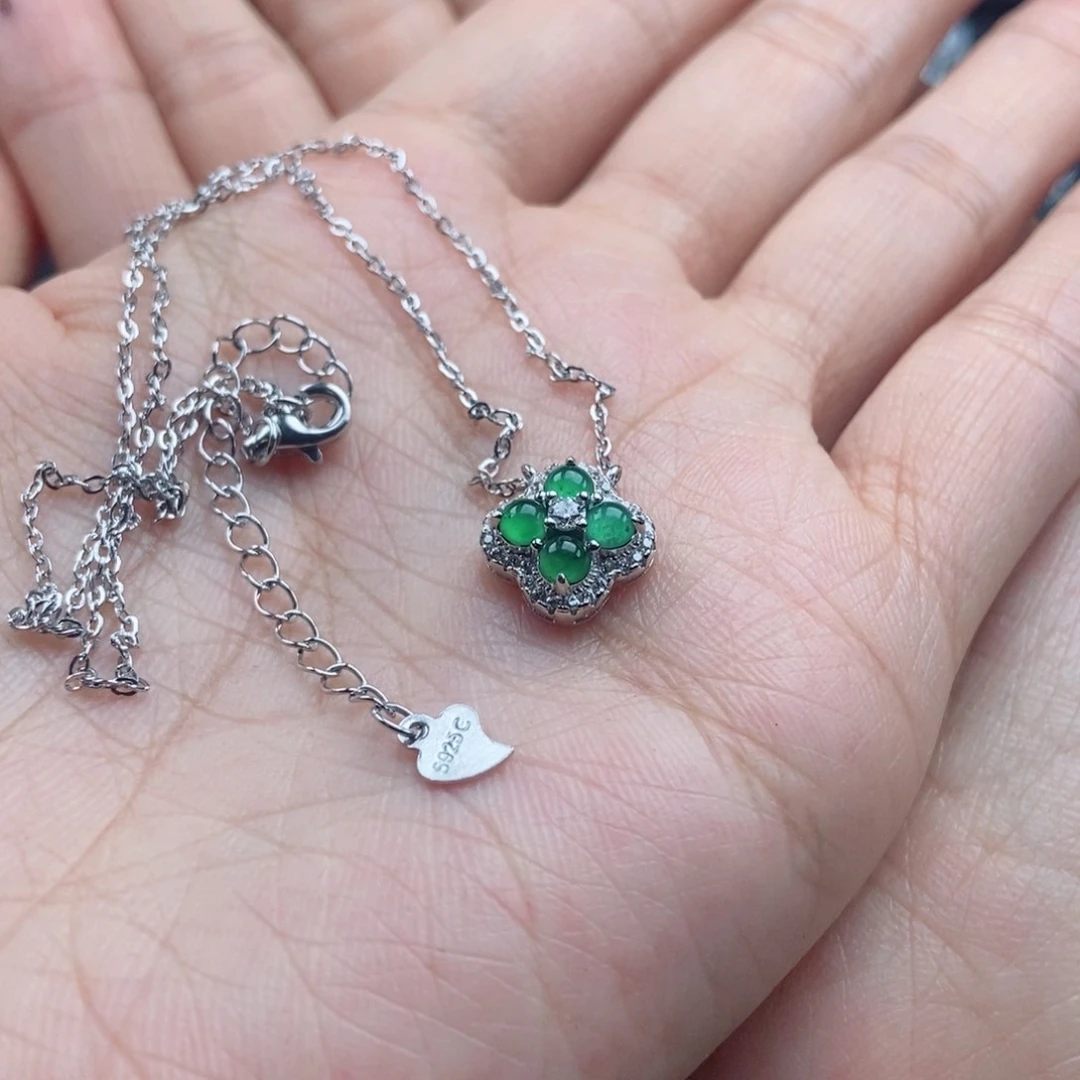 翡翠耳饰银S925镶嵌没***鸟翡翠首饰