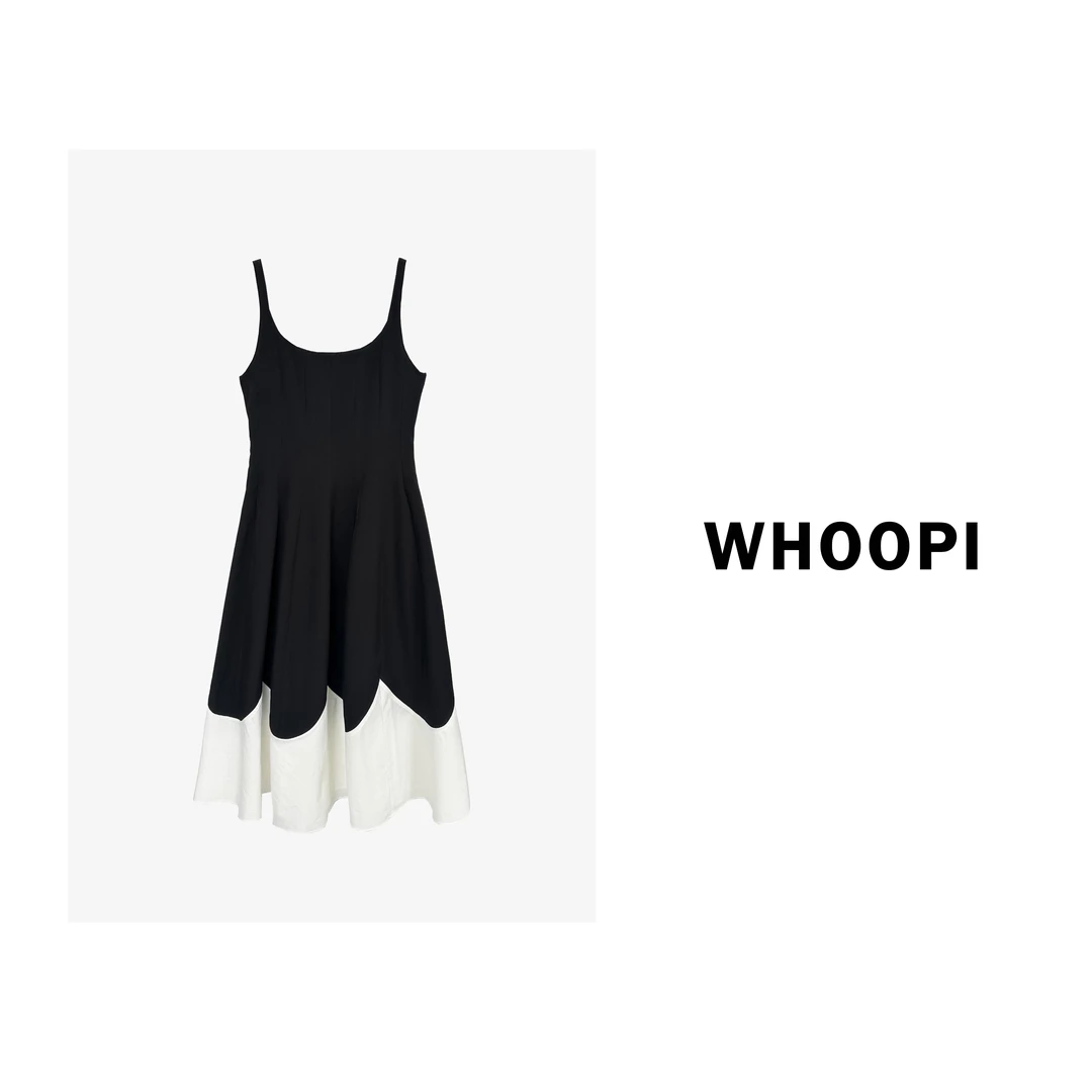 【Whoopi】【巴黎画展】南洋氛围拼接撞色收腰显瘦连衣裙