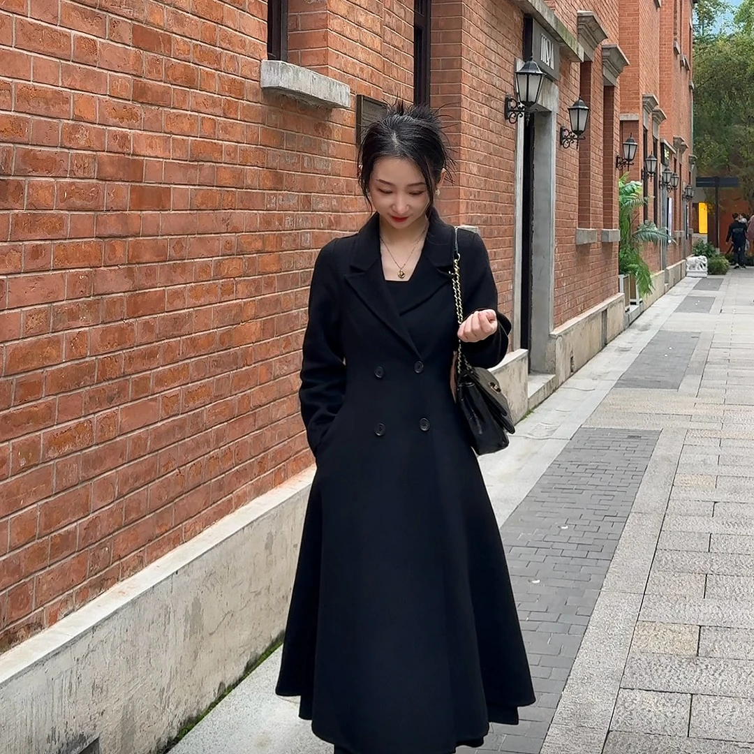 秋冬小个子赫本风高级收腰显瘦双面呢外套YR-088