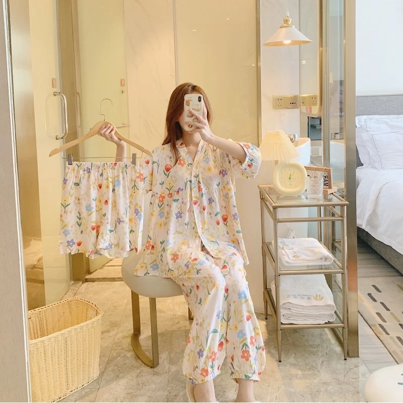 2025新品婴儿棉夏季睡衣女春夏薄款宽松大码家居服套装