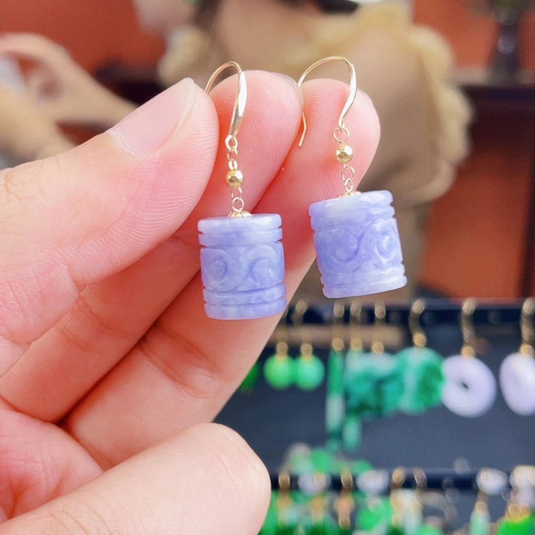 翡翠18K金镶嵌耳饰饰品