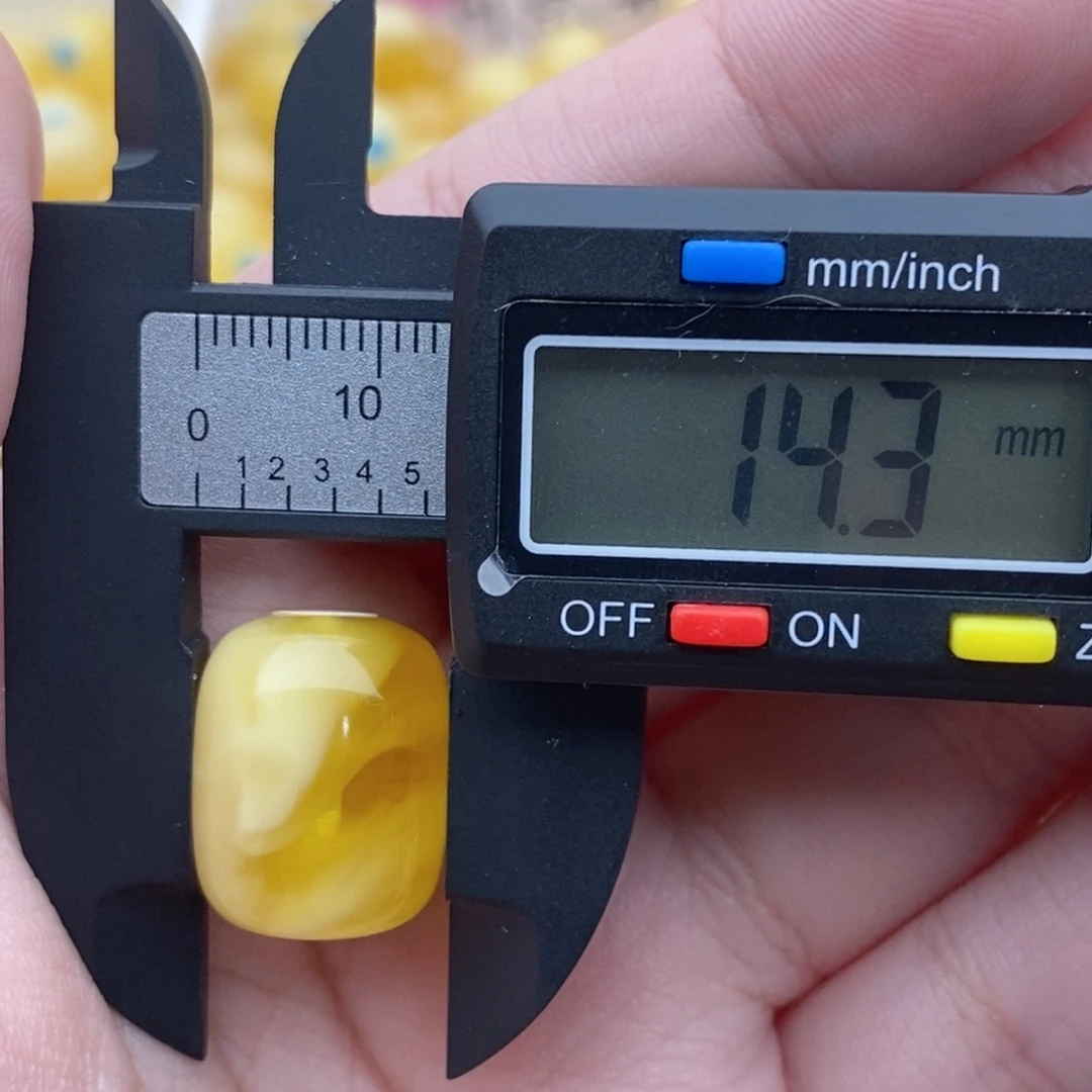 裸石蜜蜡未镶嵌金橘底妖花溶洞桶珠微瑕