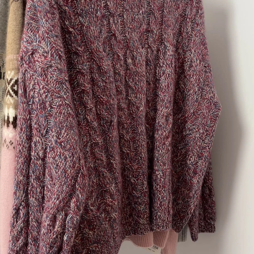 花纱 圆领 麻花 羊绒衫