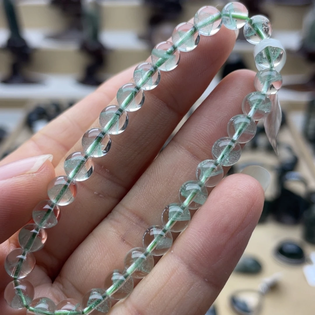 水晶手链未镶嵌翠幽灵金字塔手串