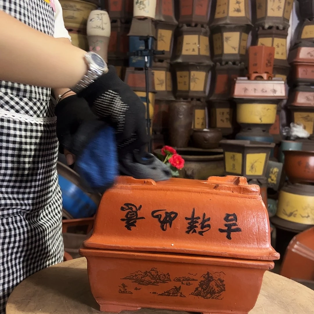 宜兴紫砂花盆26+26红马槽